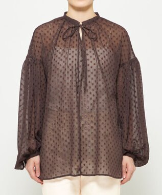 uncrave シアードットジャガード ブラウス ブラウン