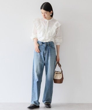 AMERICAN HOLIC スタンドカラーフリルブラウス Off White