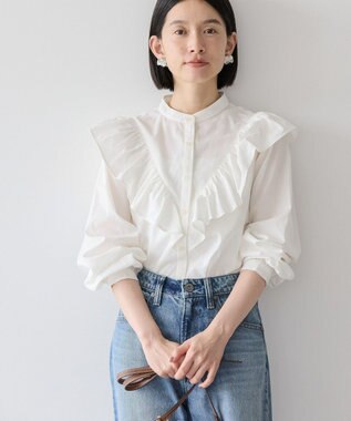 AMERICAN HOLIC スタンドカラーフリルブラウス Off White