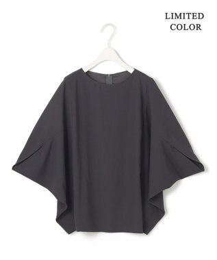 ICB 【新色追加・WEB限定カラーあり・UVケア・接触冷感・速乾・防シワ・洗える】FluidBackSatin ドルマンスリーブブラウス チャコール系［WEB限定］