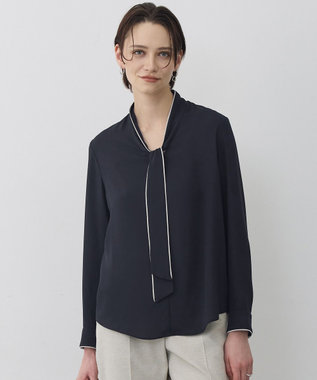 ICB L 【新色追加】BackSatinAmunzen 配色ボウタイブラウス