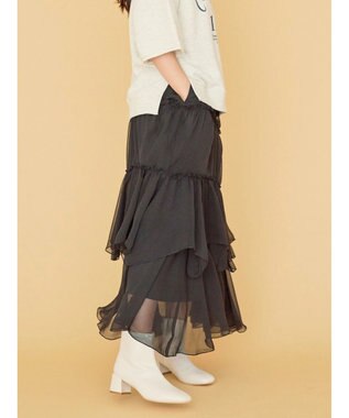 AMERICAN HOLIC 丈違いティアードフリルギャザースカート Black