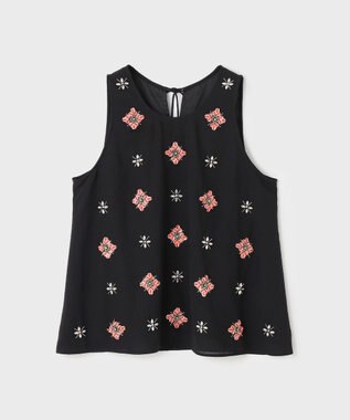 GRACE CONTINENTAL ビジューノースリーブトップ ブラック