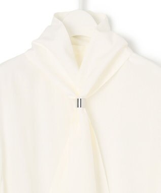 ICB L 【接触冷感・UVケア・洗える】 レーヨンコンパクトローン ボウタイシャツ オフホワイト系