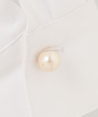 組曲 【洗える】C/Nyブロードノーカラー シャツ アイボリー系