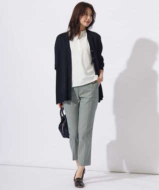 J.PRESS LADIES S 【洗える】シャークスキン テーパード パンツ スモーキーグリーン系