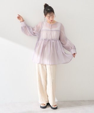 earth music&ecology フロントリボンシアーチュニック Pink