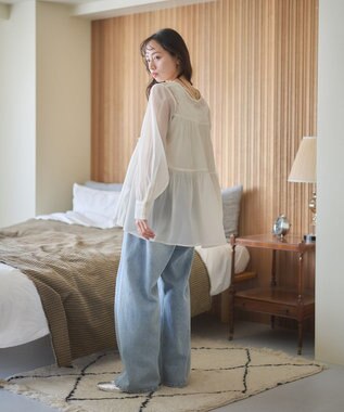 earth music&ecology フロントリボンシアーチュニック Light Beige
