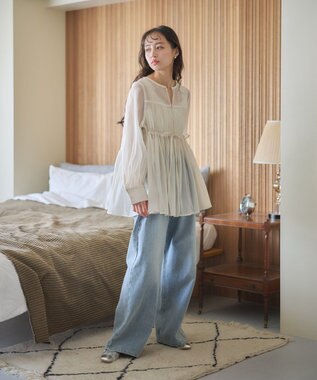 earth music&ecology フロントリボンシアーチュニック Light Beige