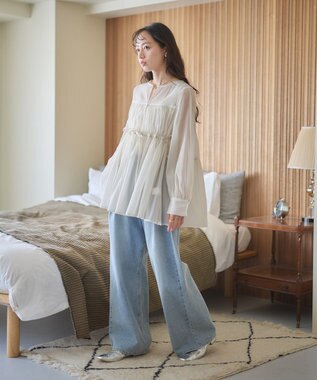 earth music&ecology フロントリボンシアーチュニック Light Beige