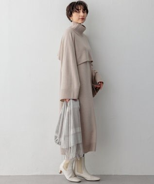 23区 S 【洗える】カシミヤブレンド ニットワンピース ベージュ系