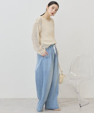 AMERICAN HOLIC 刺繍メッシュプルオーバー Ivory