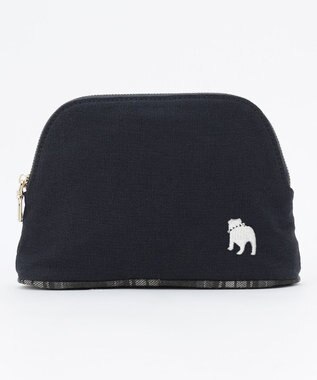 J.PRESS LADIES 【完全受注生産】ポーチ付き キャンバス トートバッグ ネイビー×グレーチェック系
