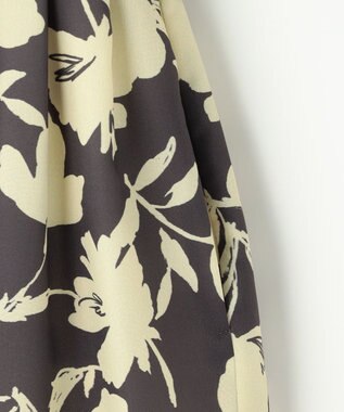 自由区 バイカラーフラワープリント ワンピース グレー×イエロー