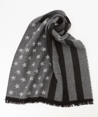 JOSEPH ABBOUD 【ブランド30周年記念・フランス製】アメリカンフラッグパターンストール ブラック系7