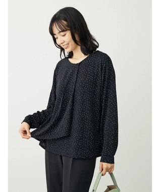 Green Parks ＢＰ　襟タック長袖ブラウソー Black