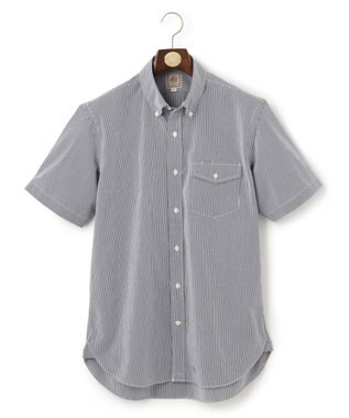 J.PRESS MEN 【クールマックス】サッカーストライプ／マイクロギンガムチェック シャツ/B.D ネイビー系3