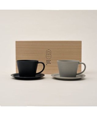 PRESENTERS ROOM 作山窯 / Sara Coffee Cup & Saucer カップ＆ソーサー ペア 木箱入り（Navy・Gray） -