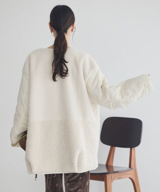 earth music&ecology ボアキルトミドルコート Ivory