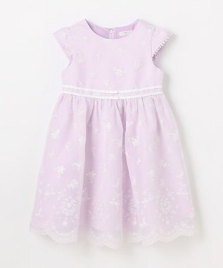 ANY KIDS 総刺繍 花柄ワンピース ラベンダー