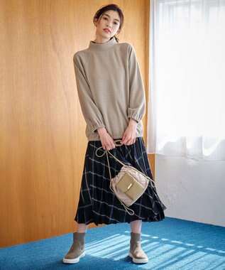 ANY L リブ起毛モックネックプルオーバー モカ