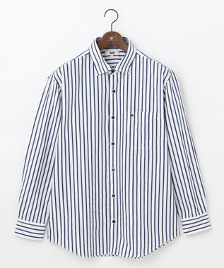 JOSEPH ABBOUD 【キングサイズ・吸水速乾・イージーケア】ソアロンストライプシャツ サックスブルー系1