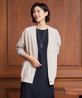 J.PRESS LADIES S 【洗える】レーヨンエリートストレッチ Vネック カーディガン ベージュ系