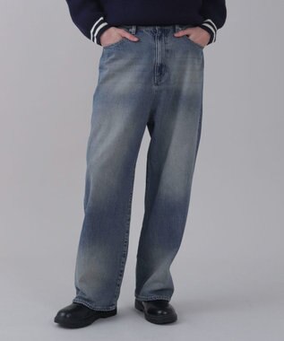 WEGO 【ユニセックス着用ITEM/SMLサイズ展開/ウエスト調整可】バギーデニムパンツ デニム中濃色