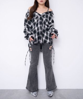 WEGO 2WAYオフショルシャツ ブラック