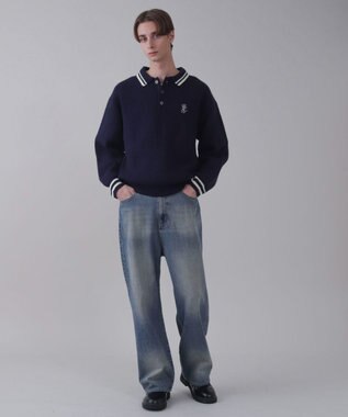 WEGO 【ユニセックス着用ITEM/SMLサイズ展開/ウエスト調整可】バギーデニムパンツ デニム中濃色