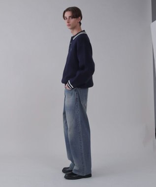 WEGO 【ユニセックス着用ITEM/SMLサイズ展開/ウエスト調整可】バギーデニムパンツ デニム中濃色