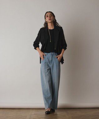 GRACE CONTINENTAL ヒッコリーデニムワイドパンツ サックス