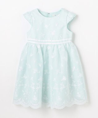ANY KIDS 総刺繍 花柄ワンピース ミント