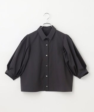 #Newans 【イージーケア】タックスリーブショート丈シャツ ブラック系