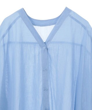 AMERICAN HOLIC 【接触冷感】Ｖネックシアー半袖ＢＩＧシャツ Sax