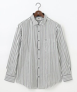 JOSEPH ABBOUD 【キングサイズ・吸水速乾・イージーケア】ソアロンストライプシャツ オリーブ系1