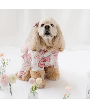 PET PARADISE ペットパラダイス 菊柄 浴衣 桃  中型犬 大型犬 ホワイト×ピンク