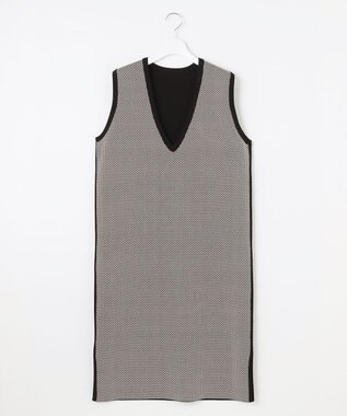 自由区 【リバーシブル・セットアップ対応・洗える】レーヨンストレッチリバーシブルニット ジャンパースカート ブラック×ココア