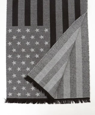 JOSEPH ABBOUD 【ブランド30周年記念・フランス製】アメリカンフラッグパターンストール ブラック系7