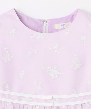 ANY KIDS 総刺繍 花柄ワンピース ラベンダー