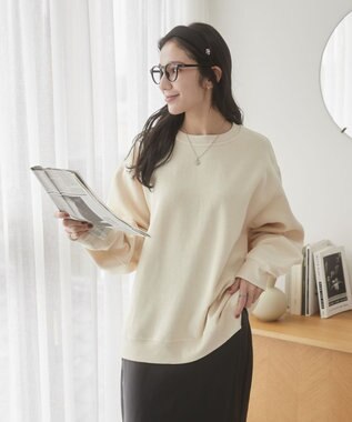 WEGO 【ユニセックス着用ITEM/裏起毛】リラックスフィットスウェットプルオーバー ベージュ