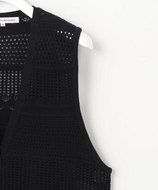 23区 レーシーパターン ロングジレ ニット ブラック系