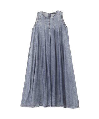 YECCA VECCA バイオ加工ヴィンテージデニムタックワンピース Indigo