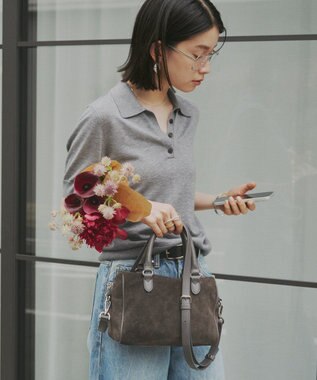 russet スエード2WAYミニボストンバッグ(CE-1570-WEB) Gray
