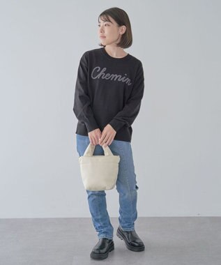 Green Parks 洗える　さがら刺しゅうロゴニットプル Black