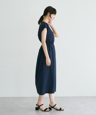 YECCA VECCA リネンライクスキッパーワンピース Navy