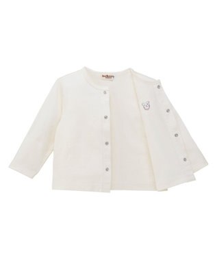 MIKI HOUSE HOT BISCUITS 【80-120cm】【Everyday Series】天竺素材 ワンポイントカーディガン 白