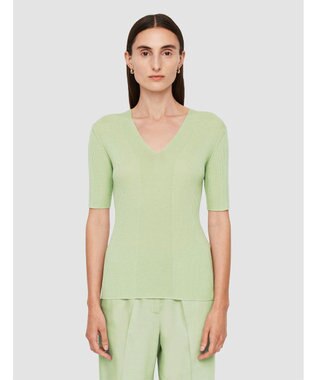 【洗える】ファインリブメリノ　ショートスリーブニット