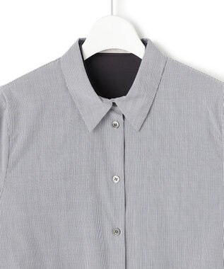 ICB L 【洗える】レイヤードシャーティング ブラックストライプ系