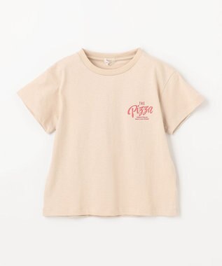 ANY KIDS バックプリント 半袖Tシャツ ベージュ（ピザ）